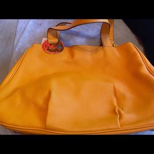 GENTLY USED with Tag: Michael Kors Fulton Vint Yellow Leather Large EW TOTE